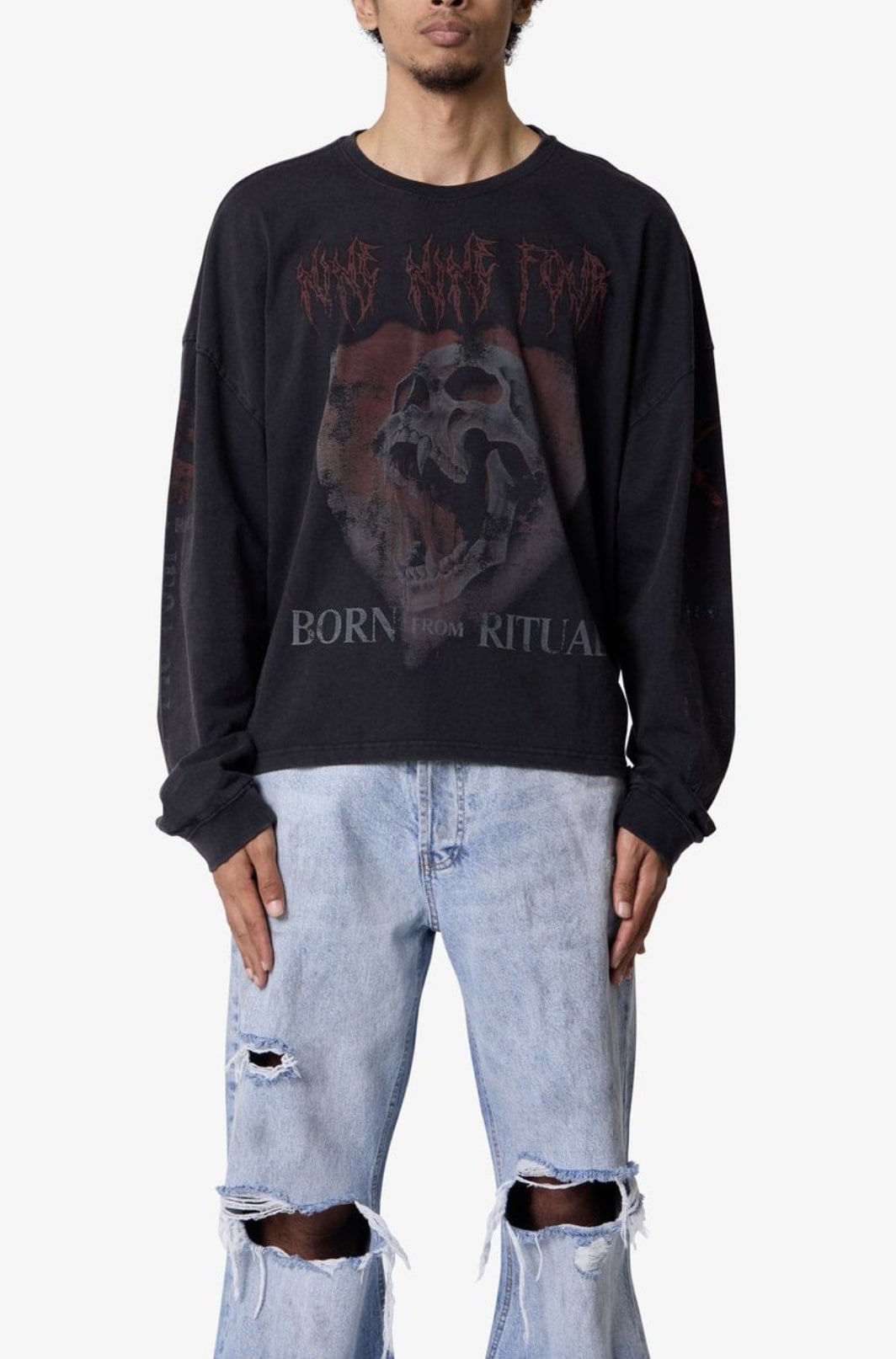 MNML - Born From Ritual L/S Tee - Washed Black