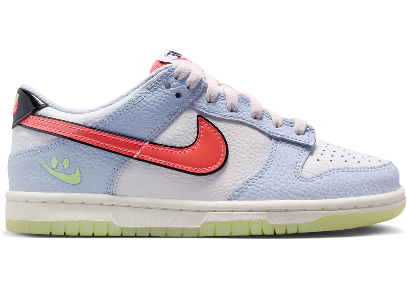 Nike Dunk Low Smiley Swoosh White Hydrogen Blue Crimson (GS)