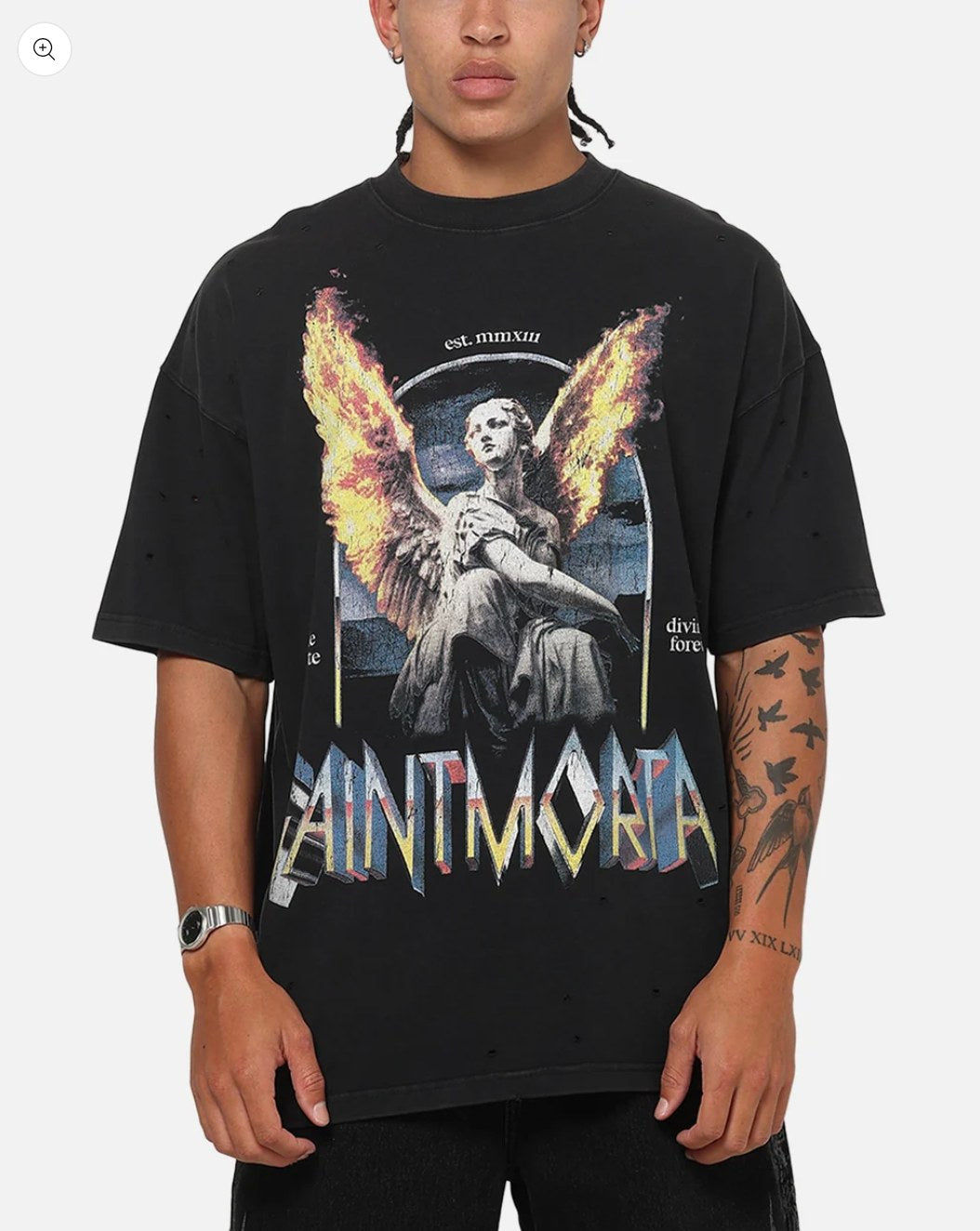 SAINT MORTA DIVINITY FOREVER BOXY T-SHIRT WASHED BLACK