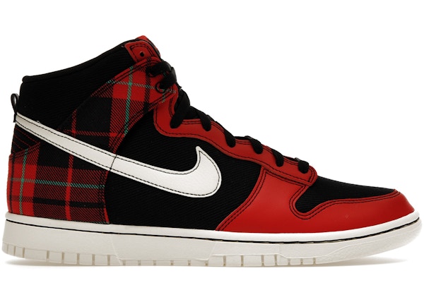 Nike Dunk High SE Tartan Plaid Black University Red