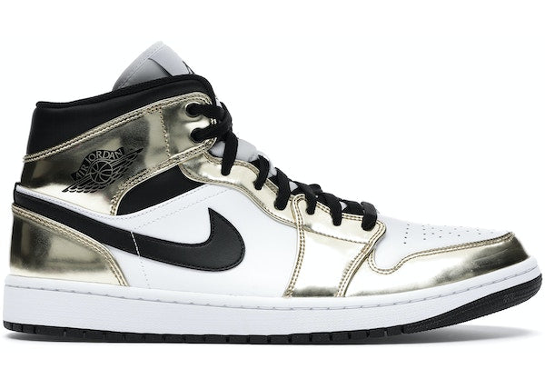 Jordan 1 Mid Metallic Gold Black White